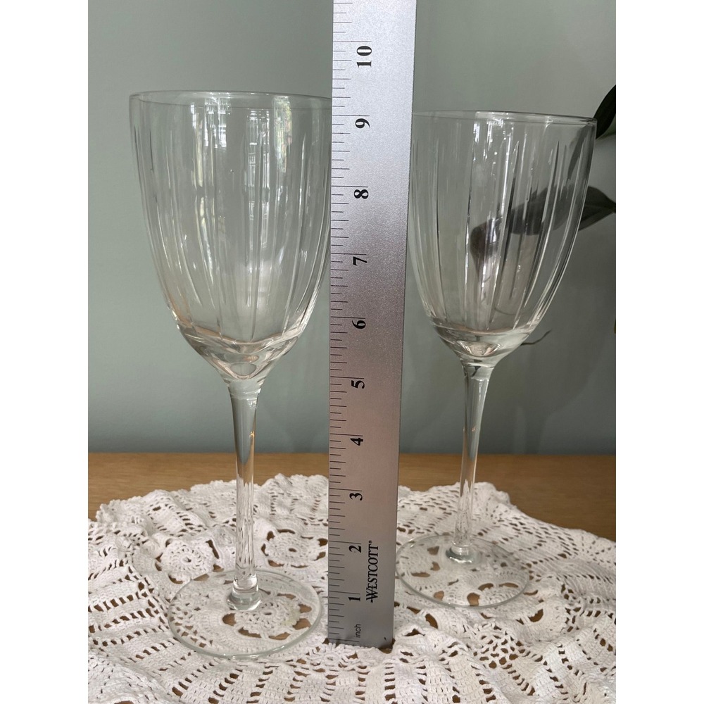 Vintage Lenox Wine Glass Staccato Crystal Stemware Set of 2 Y2K